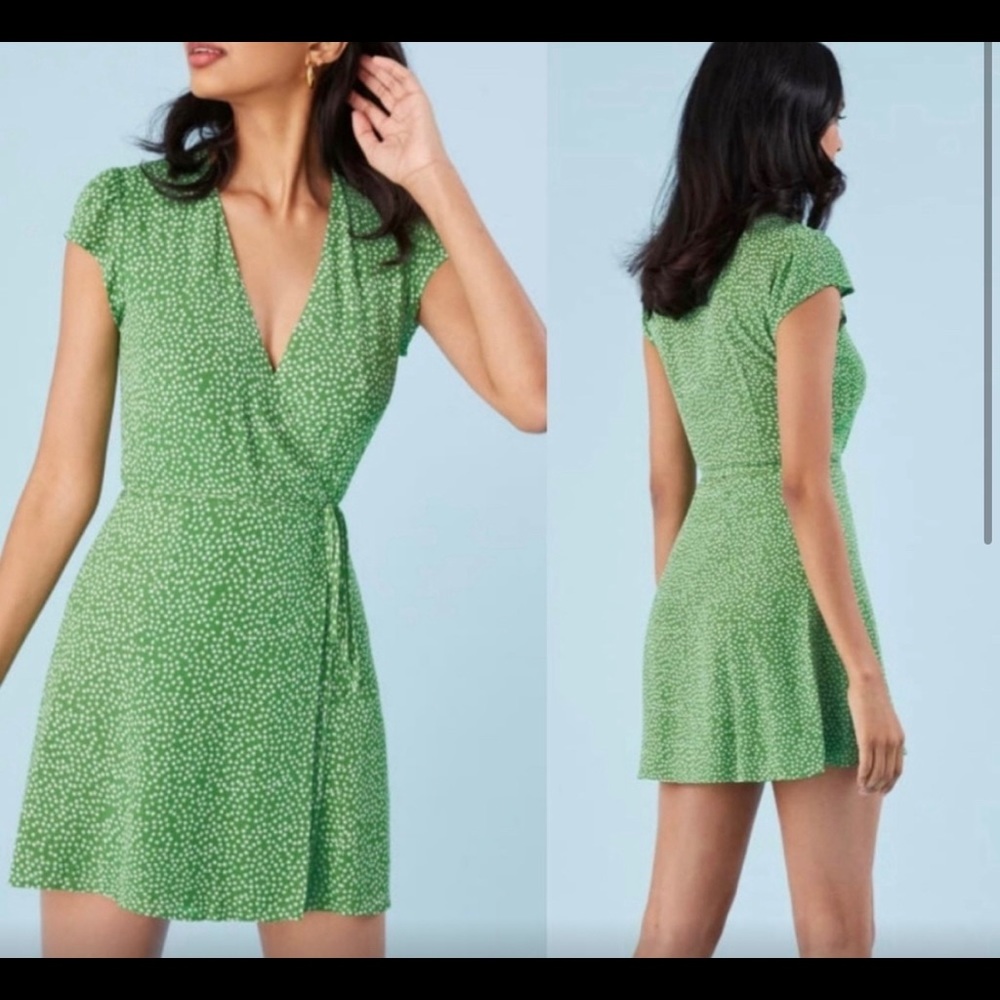 Reformation Green Wrap Dress